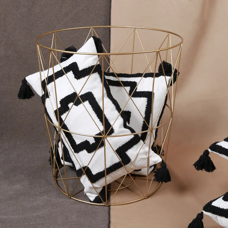 Kreative Nordic Werfen Tufted Kissen Fall Hand Stickerei Geometrie Home Decor Kissen Abdeckung Sofa Retro Schwarz Weiß Kissen Abdeckung