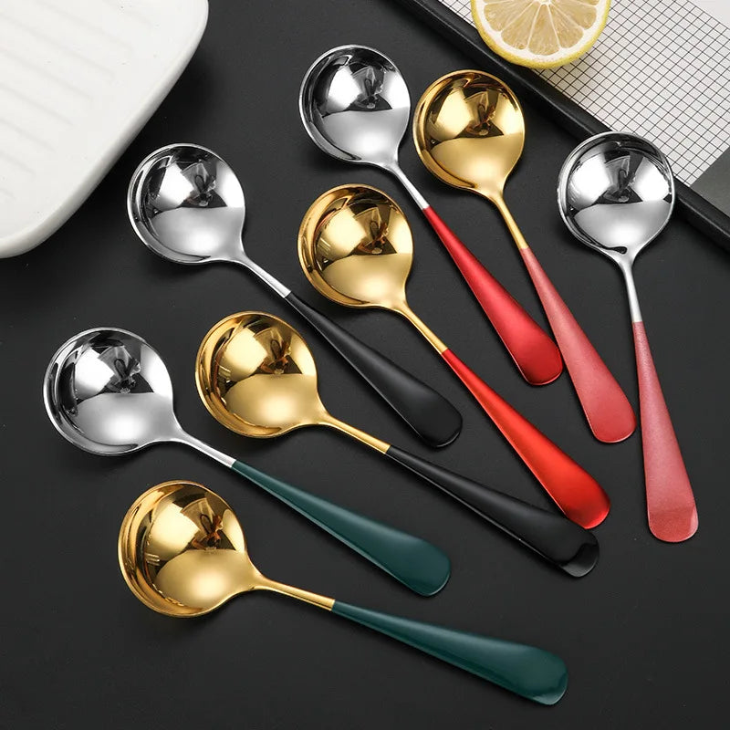 15,9 cm * 4,5 cm Runde Kopf Kaffee Löffel Edelstahl Mischen Tee Dessert Kuchen Scoop Mehrfarbige Küche Geschirr Zubehör