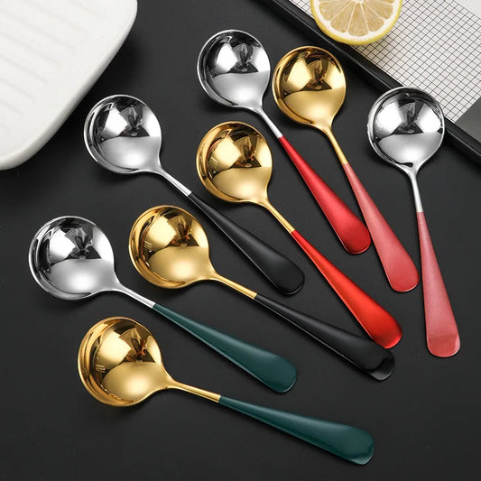 15,9 cm * 4,5 cm Runde Kopf Kaffee Löffel Edelstahl Mischen Tee Dessert Kuchen Scoop Mehrfarbige Küche Geschirr Zubehör