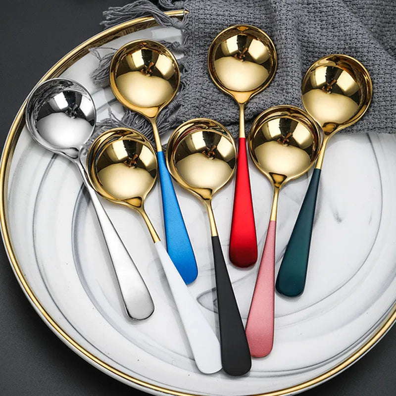 15,9 cm * 4,5 cm Runde Kopf Kaffee Löffel Edelstahl Mischen Tee Dessert Kuchen Scoop Mehrfarbige Küche Geschirr Zubehör
