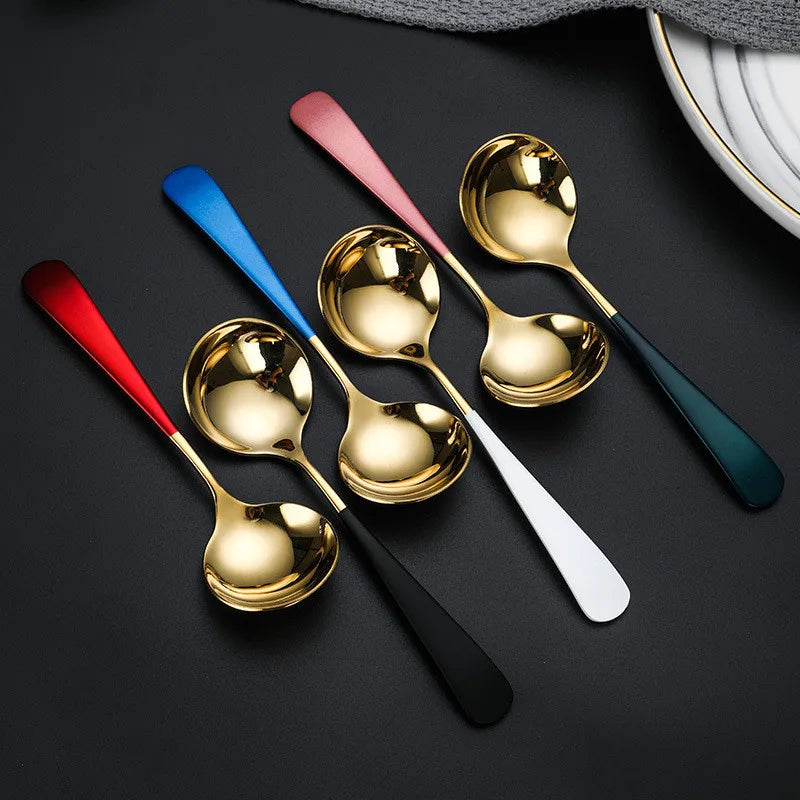 15,9 cm * 4,5 cm Runde Kopf Kaffee Löffel Edelstahl Mischen Tee Dessert Kuchen Scoop Mehrfarbige Küche Geschirr Zubehör