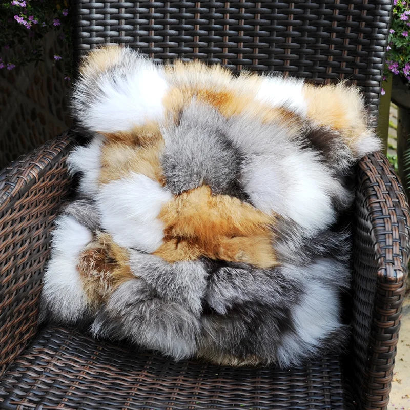 CX-D-96 Natürliche Farbe Handarbeit Patchwork Echt Fuchs Pelz Sofa Kissenbezug Kissen Fall ~ DROP-VERSCHIFFEN