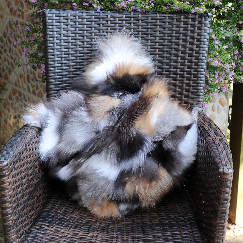 CX-D-96 Natürliche Farbe Handarbeit Patchwork Echt Fuchs Pelz Sofa Kissenbezug Kissen Fall ~ DROP-VERSCHIFFEN