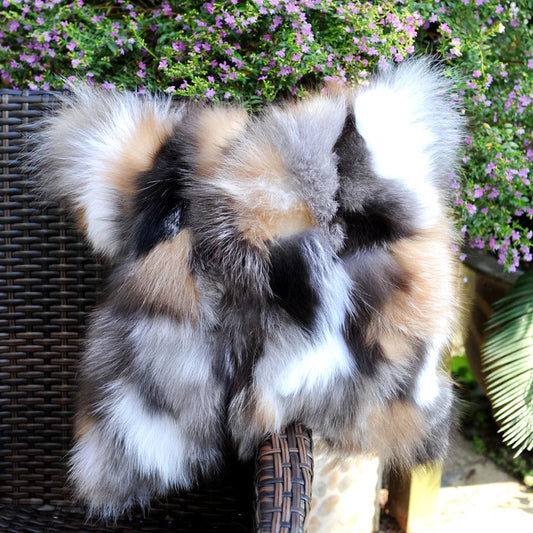 CX-D-96 Natürliche Farbe Handarbeit Patchwork Echt Fuchs Pelz Sofa Kissenbezug Kissen Fall ~ DROP-VERSCHIFFEN