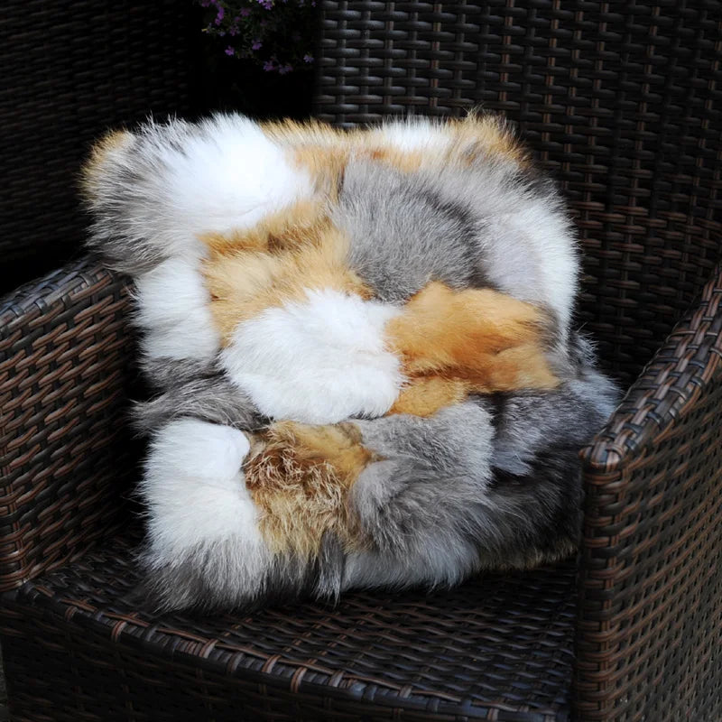 CX-D-96 Natürliche Farbe Handarbeit Patchwork Echt Fuchs Pelz Sofa Kissenbezug Kissen Fall ~ DROP-VERSCHIFFEN