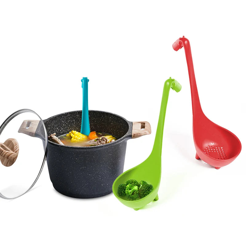 FHEAL Cute Giraffe Colander With Long Handle Food-grade PP Long Handle Cooking Utensils Tableware Spoon Kitchen Accessories