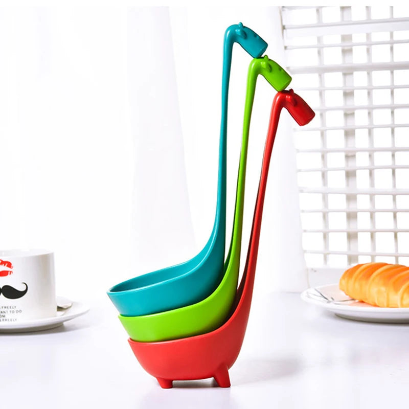 FHEAL Cute Giraffe Colander With Long Handle Food-grade PP Long Handle Cooking Utensils Tableware Spoon Kitchen Accessories