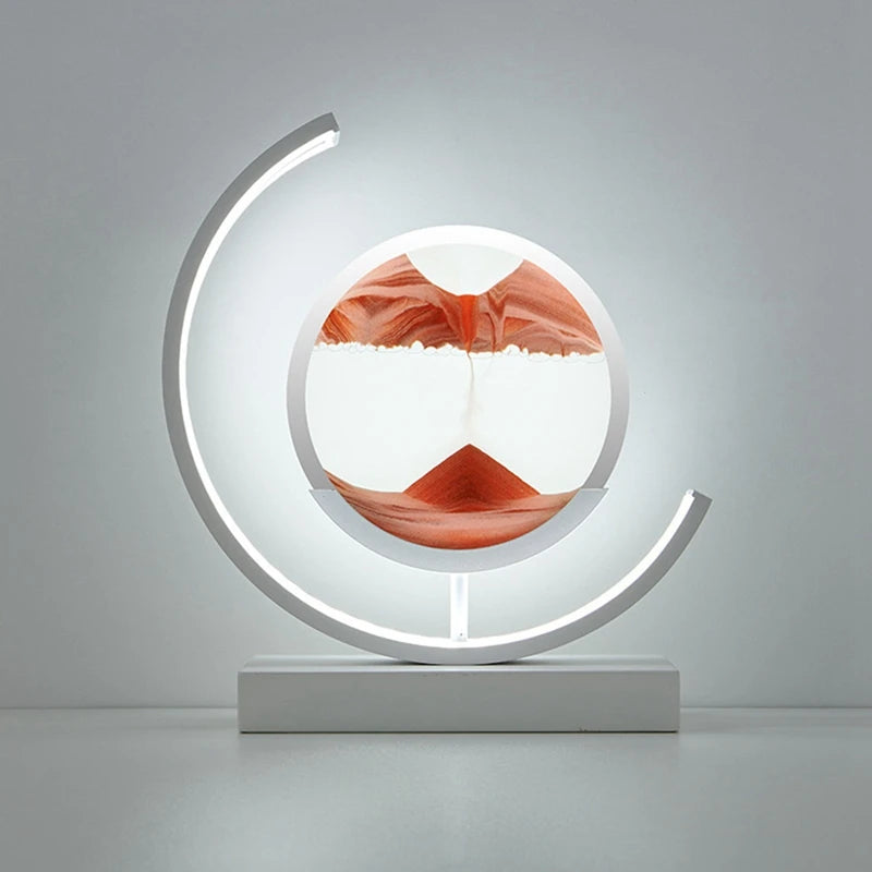 HOT-Hourglass Craft Quicksand 3D Natural Landscape Night Light Creative Retro Flowing Sand Hourglass Lamp US Plug