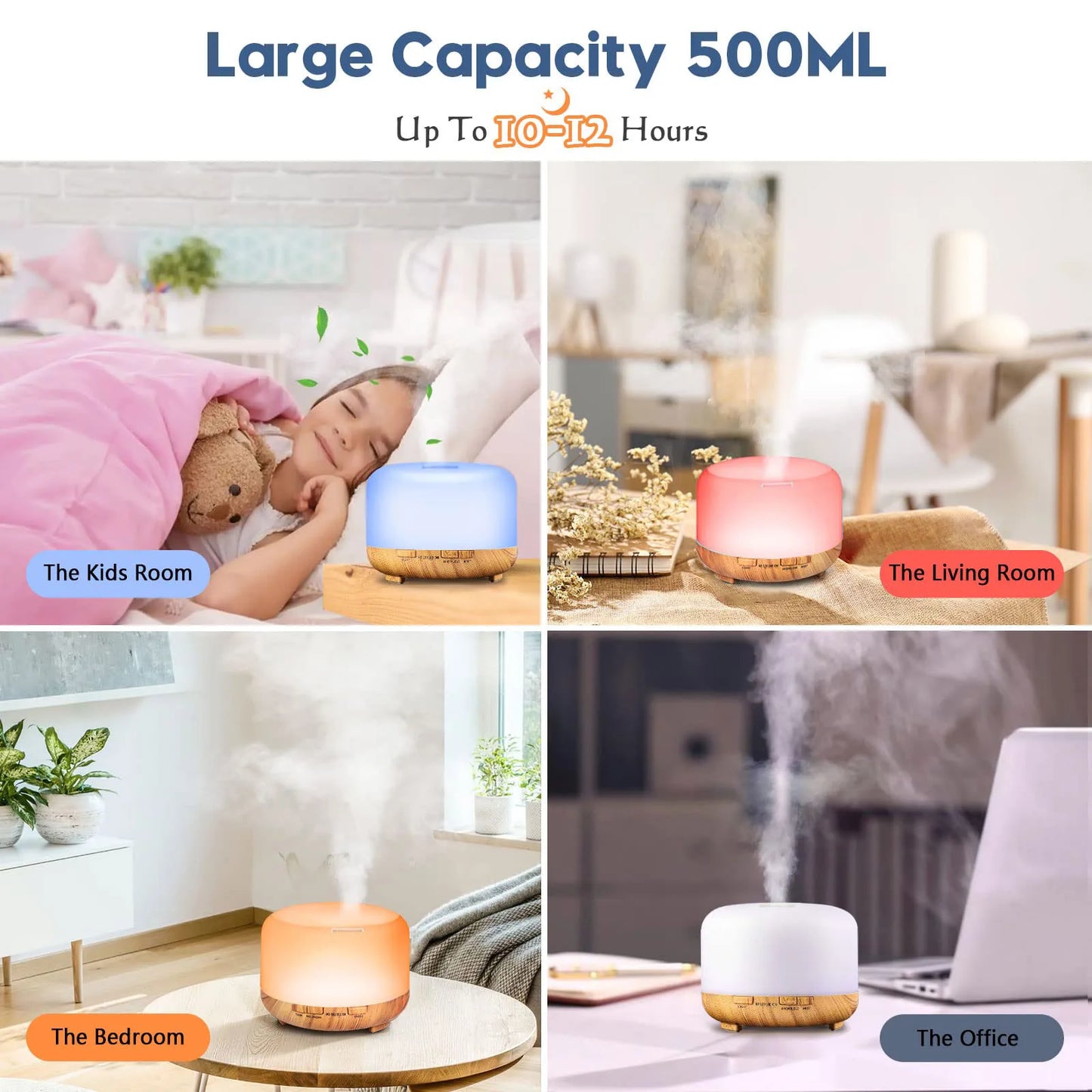 500 ml Aroma-Diffusor, Holzmaserung, 5 V, 2 A, ätherisches Öl, Aromatherapie-Diffusor, Luftbefeu