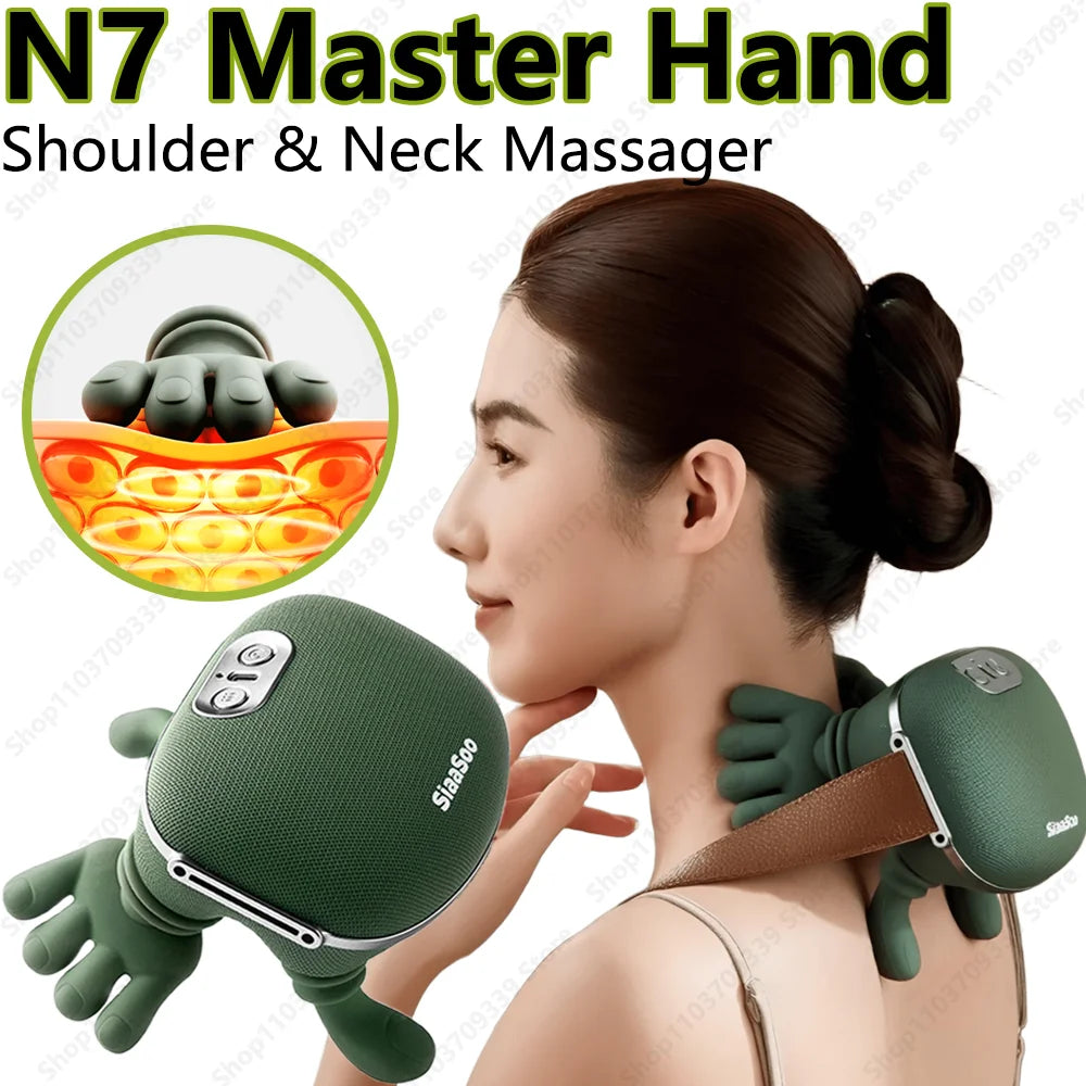 Nacken- und Schultermassagegerät, tiefes Gewebe, Shiatsu-Rücken-Halsmassagegerät, bionische, beheizte Müdigkeit, Linderung, Entspannung der Muskeln  3-stufiges 