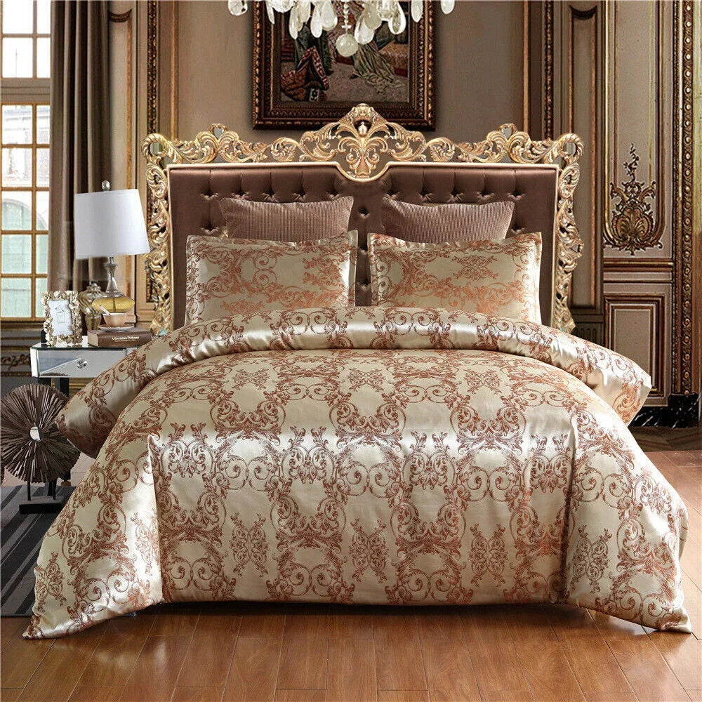 Luxury Satin Jacquard Duvet Cover Comforter Bedding Set Quilt Bed Linen Full Twin Satin Quilt Cover Twin Full Queen King
