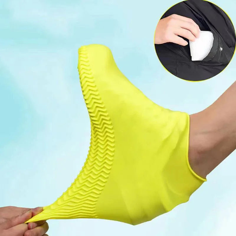 1 Paar wasserdichter rutsch fester Unisex-Silikons chuh Hochela tische, verschleiß feste Regens tiefel für wieder verwendbare Schuh überzüge für Regentage im Freien