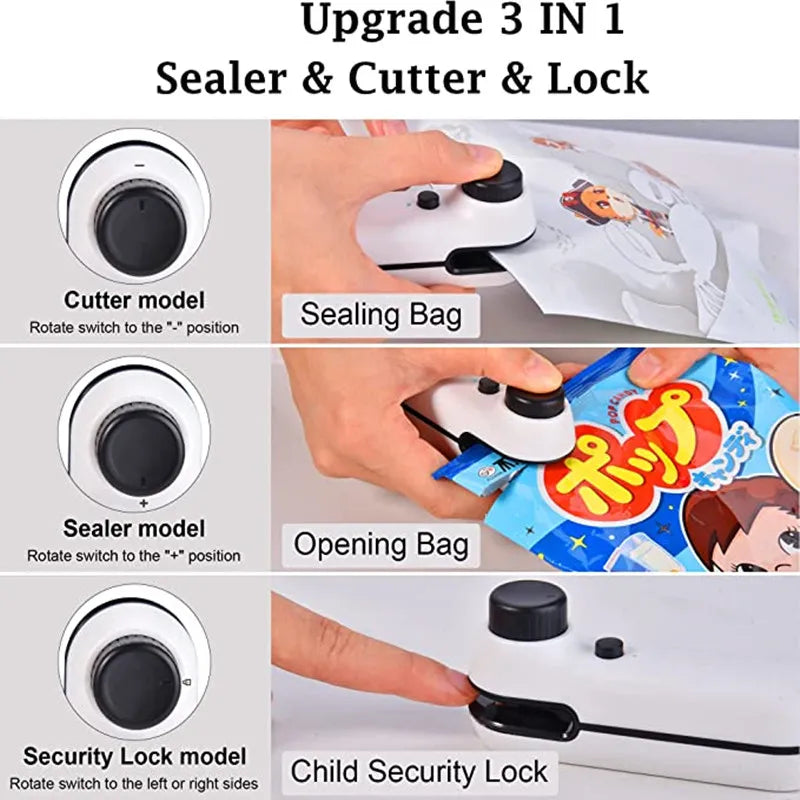 New USB Chargable Bag Sealer Portable Food Packaging Bag Sealing Machine with Cable Multifunctional Sealer Packing Kitchen Tools