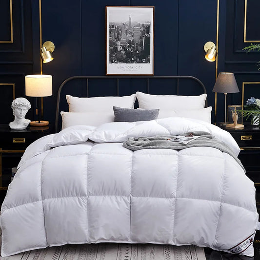 Latest Comforter Winter Quilted Blanket Goose Down Duvet Quilt 100%Cotton Cover King Queen Blanket Size Twin Stitch одеяло