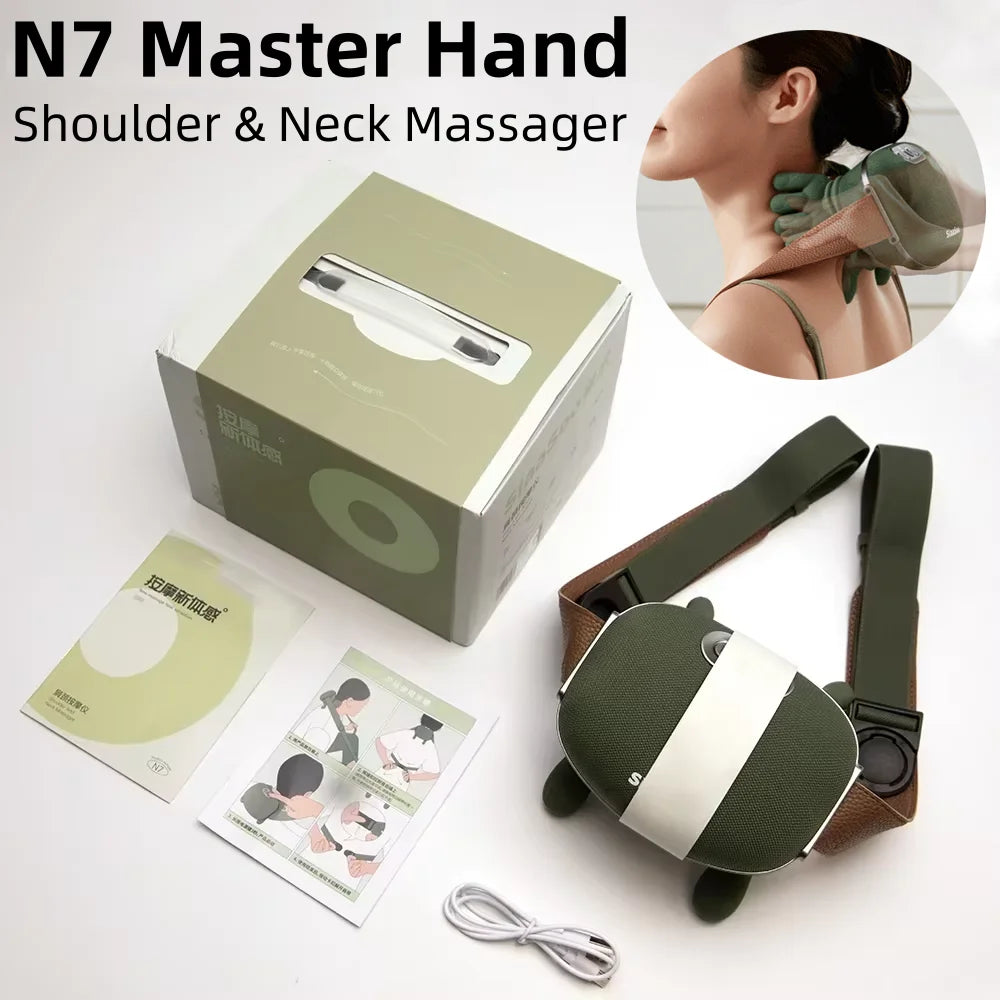 Nacken- und Schultermassagegerät, tiefes Gewebe, Shiatsu-Rücken-Halsmassagegerät, bionische, beheizte Müdigkeit, Linderung, Entspannung der Muskeln  3-stufiges 