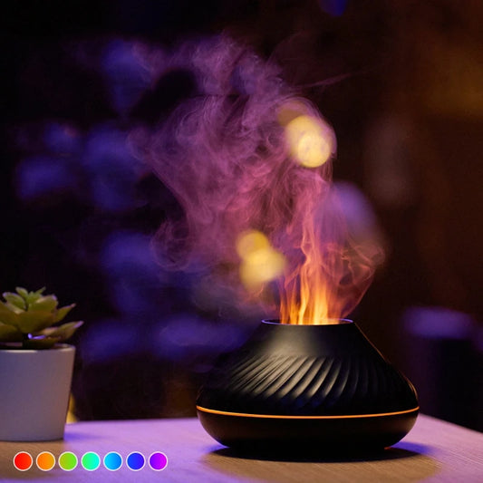 Colorful Flame Humidifier Essential Oil Diffuser 7-color Flame Night Light Simulation Fire Difusor With Simulation Fire Effect