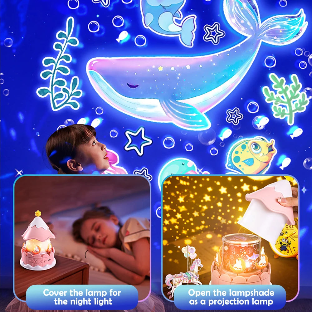 Projektor-Nachtlicht für Kinderzimmer-Dekoration, 21 Filme, Kawaii Ocean Projektion, Nachtlichter für Baby-Schlafzimmer-Geschenke