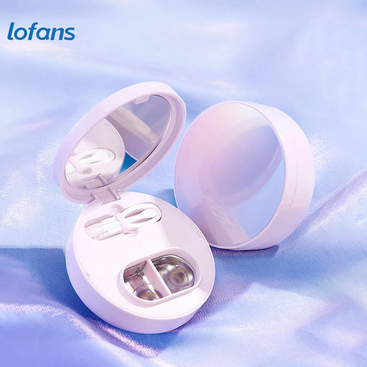Lofans Ultrasonic Vibration Contact Lens Cleaning Box Purple One-key Control Mini Glasses Cleaner Built-in Makeup Mirror C1