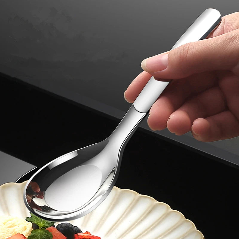 Creative Korean 316 Stainless Steel Spoon Household Flat-bottomed Teaspoons Thickened Deepened Tablespoons Utensil for Home