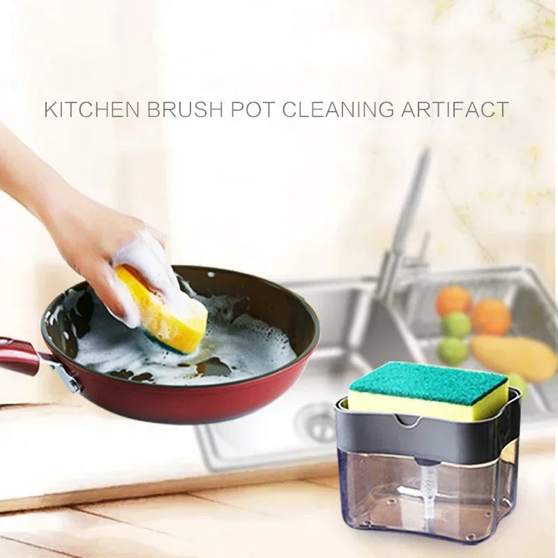 Automatic Liquid Soap Dispensers Soap Box Sponge Kitchen Dishwasher Manual Press Detergent Container Organizer Kitchen Gadgets