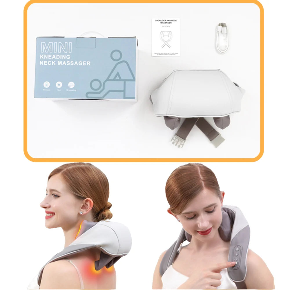 Nacken- und Schultermassagegerät, tiefes Gewebe, Shiatsu-Rücken-Halsmassagegerät, bionische, beheizte Müdigkeit, Linderung, Entspannung der Muskeln  3-stufiges 