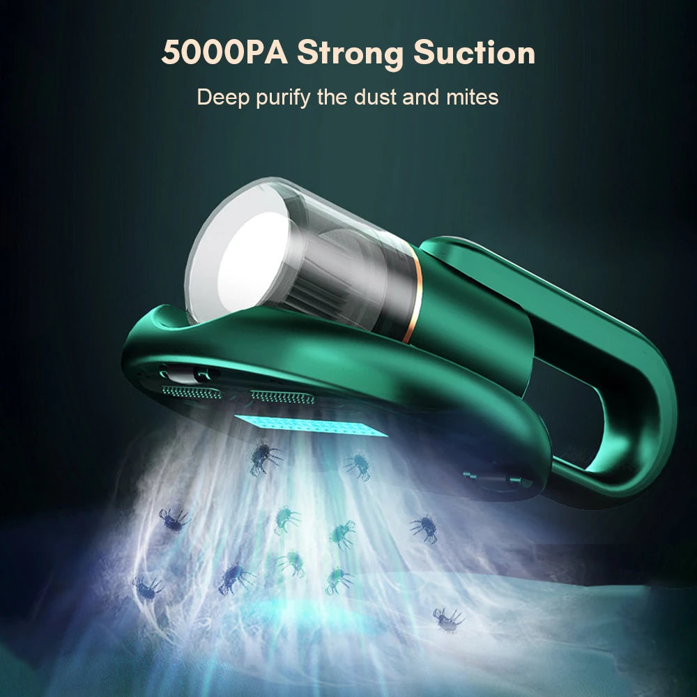 Mattress Vacuum Cleaner Mite Removal with HEPA Filtration and 5000PA Suction Instrument Wireless Household Bed Vacuum Machine