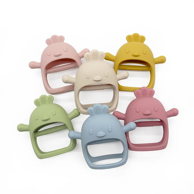Neue Design Weiche Silikon Beißringe Für Baby Neugeborenen Ausbildung Grip Baby Spielzeug Anhänger Kauen Zahnen Für Baby Zubehör Spielzeug