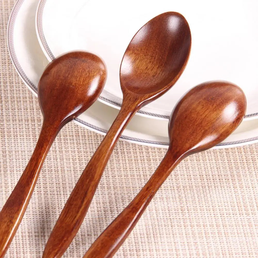 1 Stück Holzlöffel Suppenlöffel und Gabel Umweltfreundliche Produkte Geschirr Natürliche Ellipse Schöpfkelle Löffel Set Löffel zum Kochen