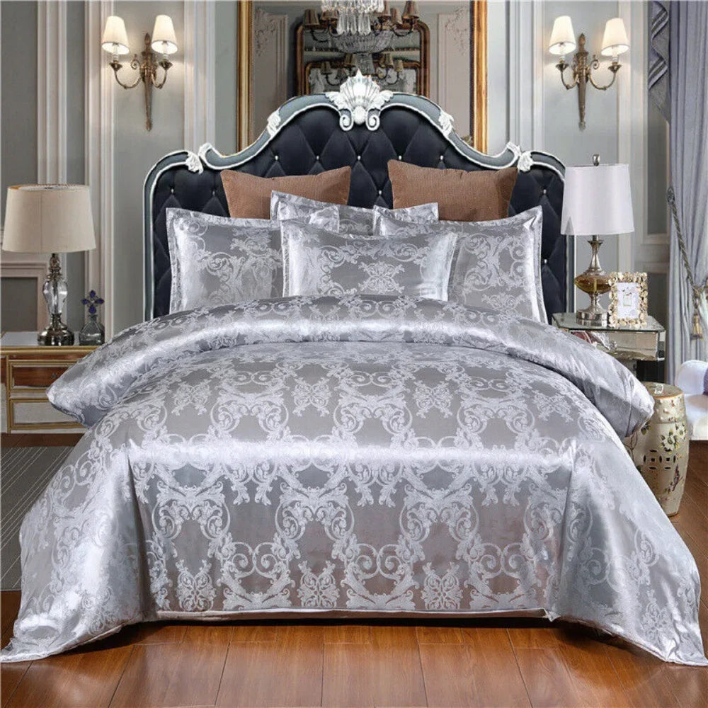 Luxury Satin Jacquard Duvet Cover Comforter Bedding Set Quilt Bed Linen Full Twin Satin Quilt Cover Twin Full Queen King