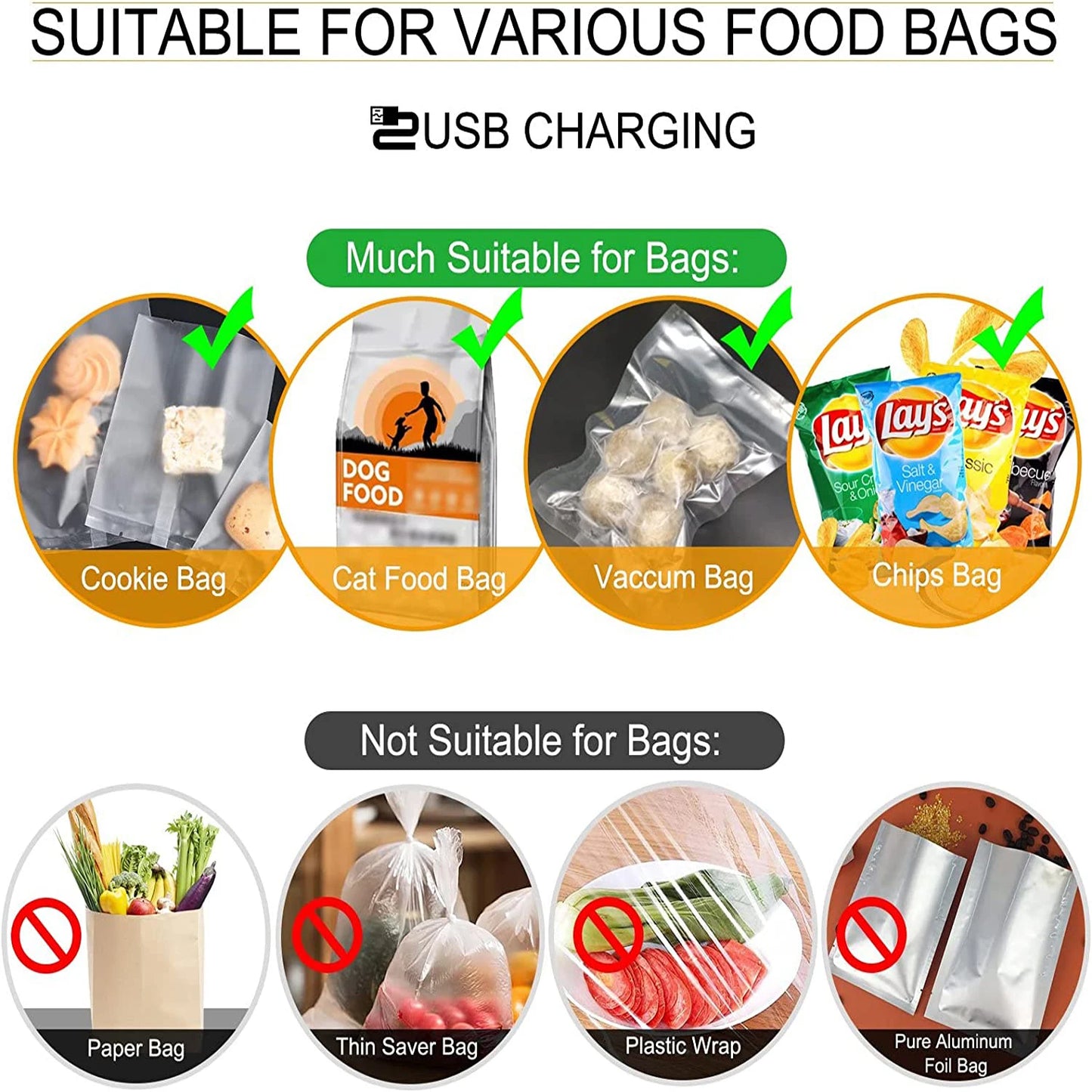New USB Chargable Bag Sealer Portable Food Packaging Bag Sealing Machine with Cable Multifunctional Sealer Packing Kitchen Tools