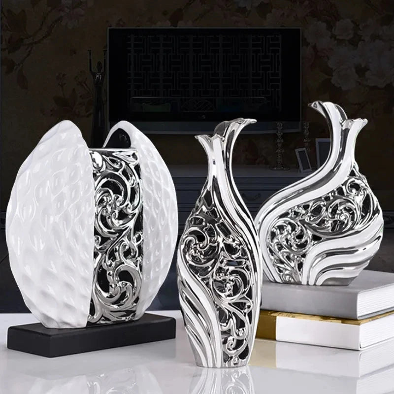 3 teile/satz Europäischen Hochzeit Dekor Handwerk Keramik Vase Kreative Raum Dekoration