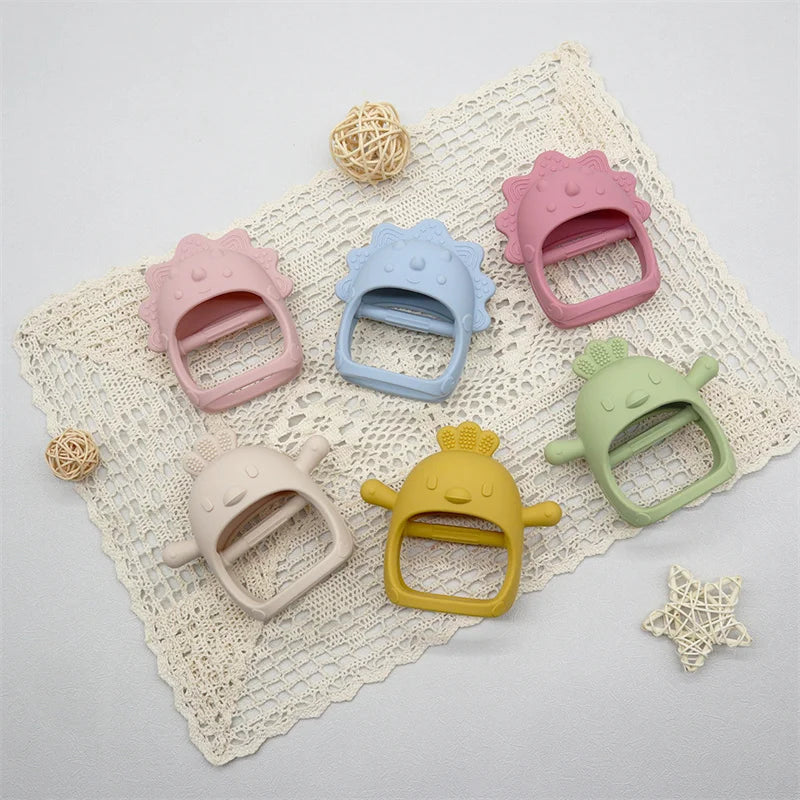 Neue Design Weiche Silikon Beißringe Für Baby Neugeborenen Ausbildung Grip Baby Spielzeug Anhänger Kauen Zahnen Für Baby Zubehör Spielzeug