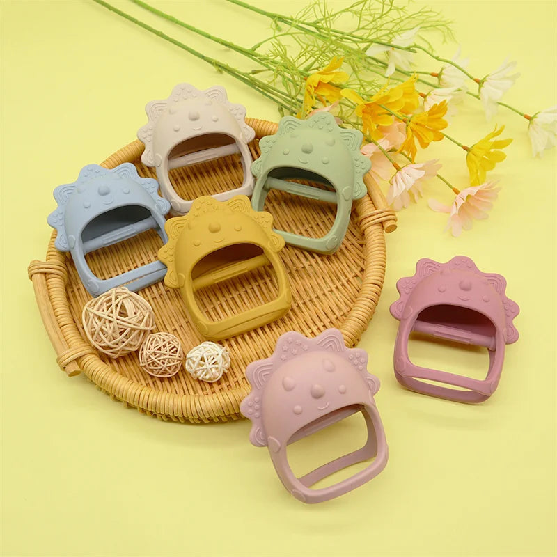 Neue Design Weiche Silikon Beißringe Für Baby Neugeborenen Ausbildung Grip Baby Spielzeug Anhänger Kauen Zahnen Für Baby Zubehör Spielzeug