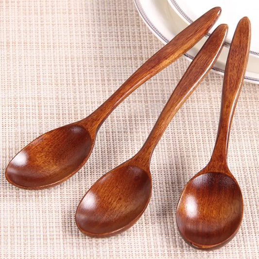 1 Stück Holzlöffel Suppenlöffel und Gabel Umweltfreundliche Produkte Geschirr Natürliche Ellipse Schöpfkelle Löffel Set Löffel zum Kochen