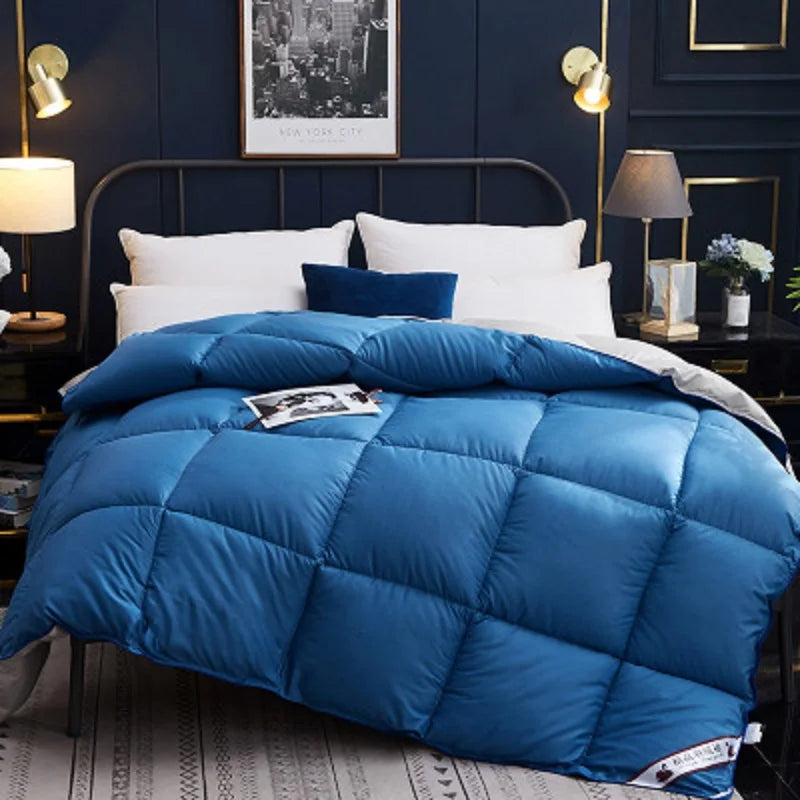 Advanced 100% Goose Down Duvet quilted cotton Quilt cover Comfortable and warm Comforter Winter Thick Blanket Solid Color