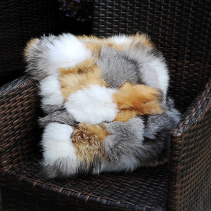 CX-D-96 Natürliche Farbe Handarbeit Patchwork Echt Fuchs Pelz Sofa Kissenbezug Kissen Fall ~ DROP-VERSCHIFFEN
