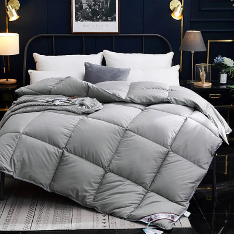 Advanced 100% Goose Down Duvet quilted cotton Quilt cover Comfortable and warm Comforter Winter Thick Blanket Solid Color