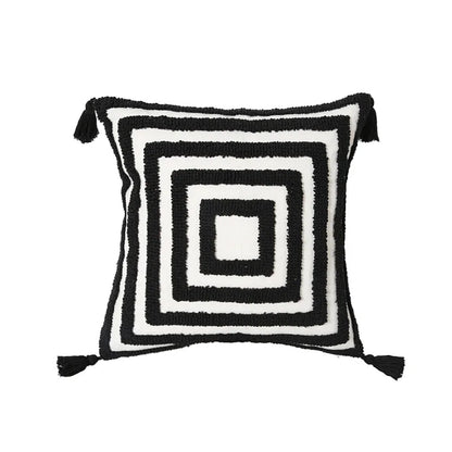 Kreative Nordic Werfen Tufted Kissen Fall Hand Stickerei Geometrie Home Decor Kissen Abdeckung Sofa Retro Schwarz Weiß Kissen Abdeckung