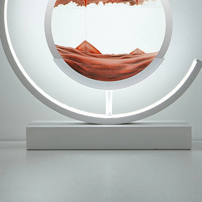 HOT-Hourglass Craft Quicksand 3D Natural Landscape Night Light Creative Retro Flowing Sand Hourglass Lamp US Plug