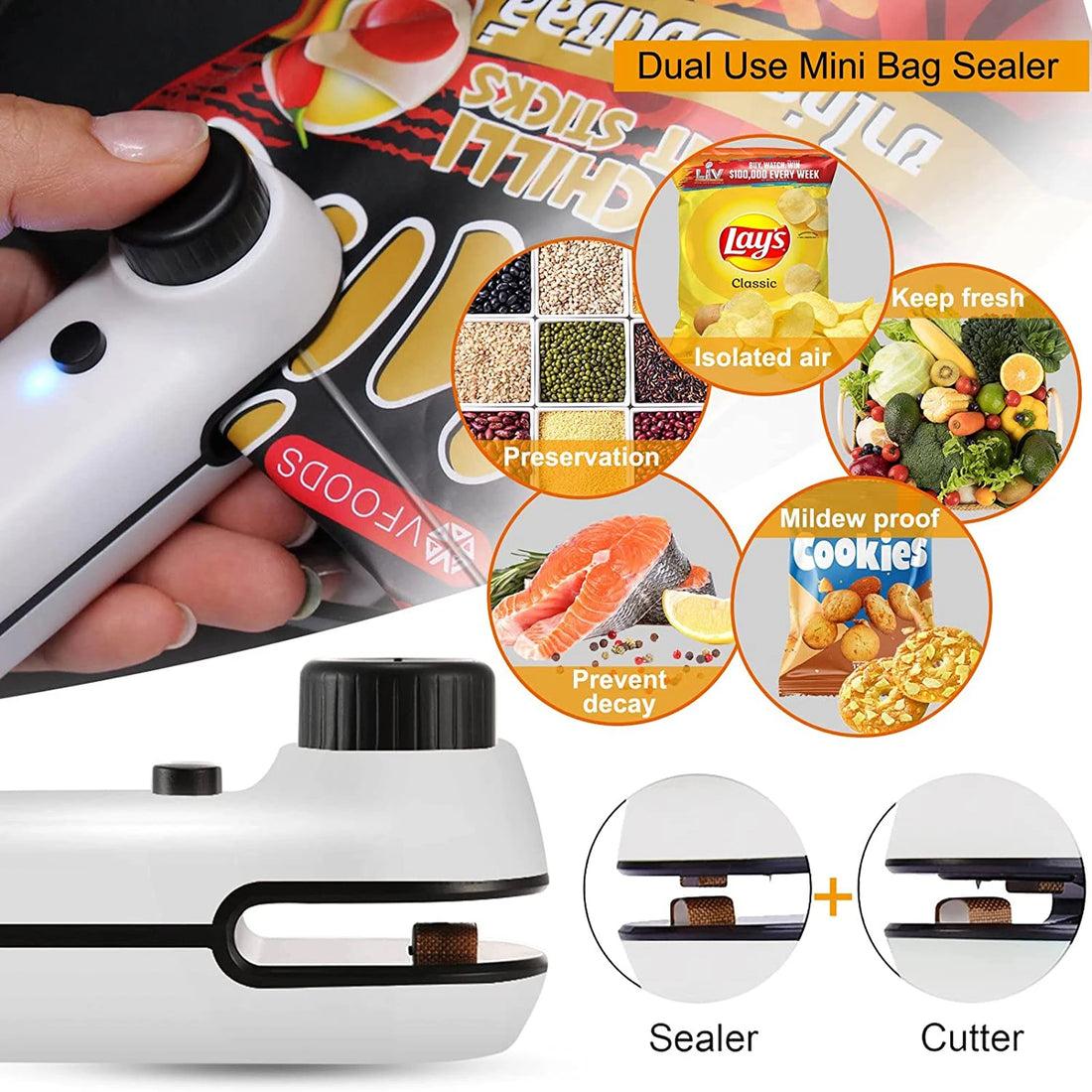 New USB Chargable Bag Sealer Portable Food Packaging Bag Sealing Machine with Cable Multifunctional Sealer Packing Kitchen Tools