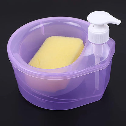 Soap Dispenser and Scrubber Holder Multifunctional Dishwashing Container