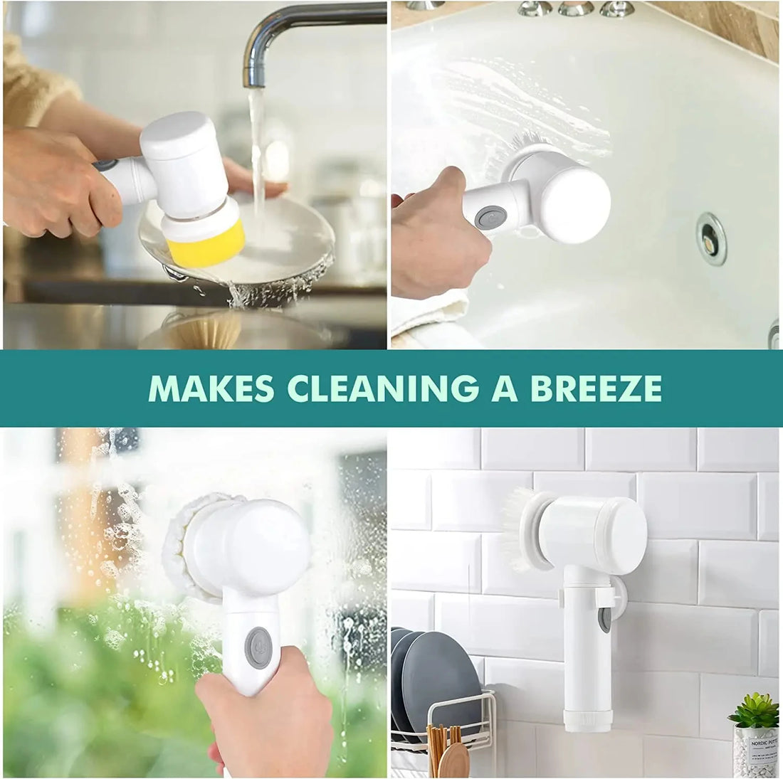 Multi-functional Electric Cleaning Brush for Kitchen and Bathroom - Wireless Handheld Power Scrubber for Dishes, Pots, and Pans