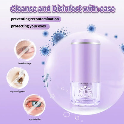 Ultrasonic Contact Lens Cleaner Machine Intelligent Cleaning Case Kit for Soft & Rigid Contact Lenses Automatic Vibration Washer