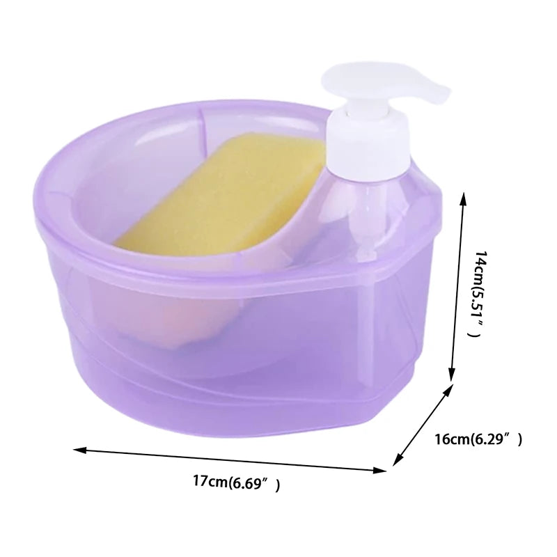 Soap Dispenser and Scrubber Holder Multifunctional Dishwashing Container