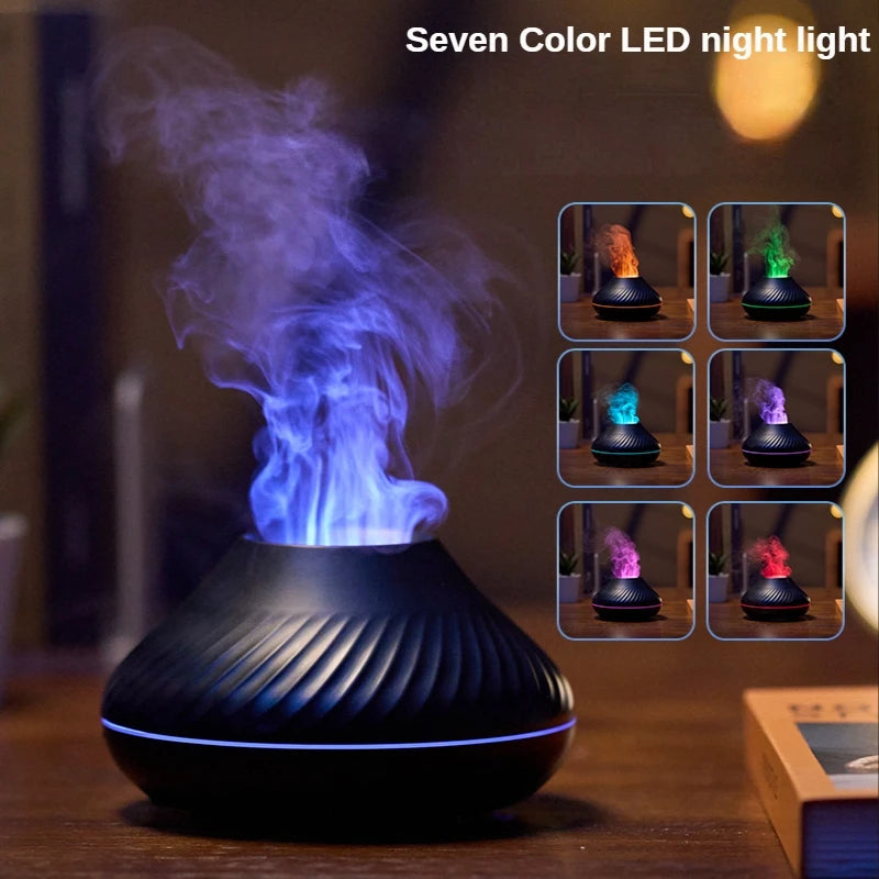 Colorful Flame Humidifier Essential Oil Diffuser 7-color Flame Night Light Simulation Fire Difusor With Simulation Fire Effect