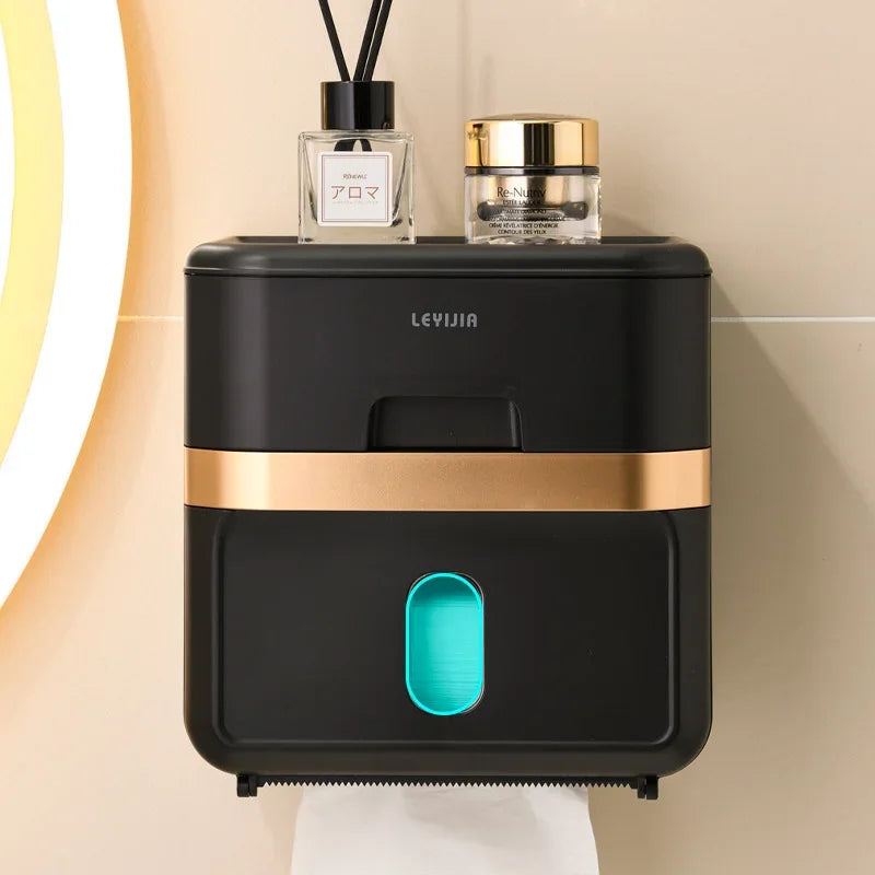 Toilet tissue holder non perforated wall mounted tissue box storage and storage rack bathroom accessories drawer paper roll rack