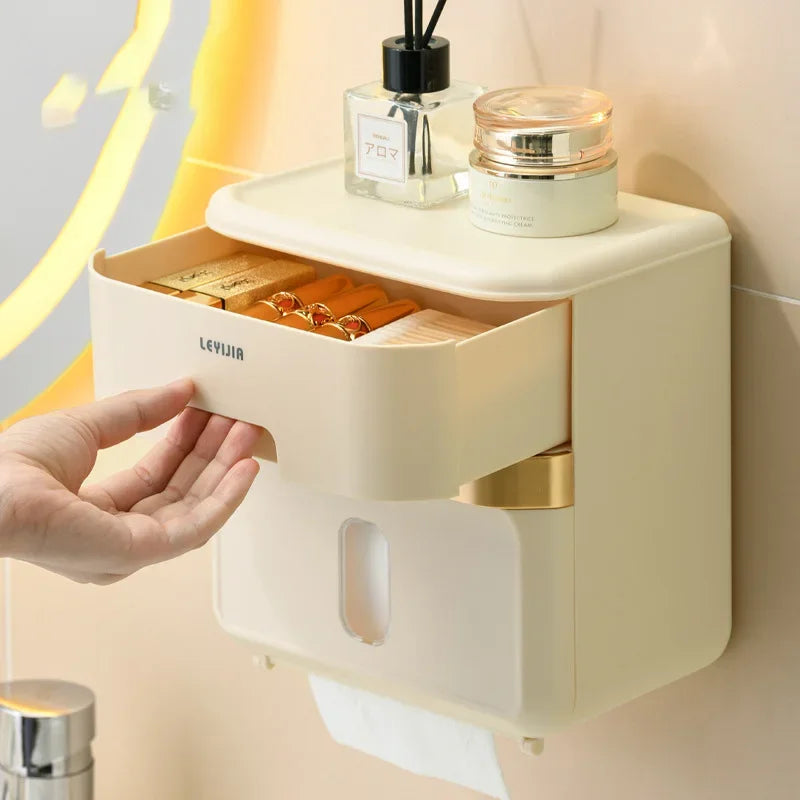 Toilet tissue holder non perforated wall mounted tissue box storage and storage rack bathroom accessories drawer paper roll rack