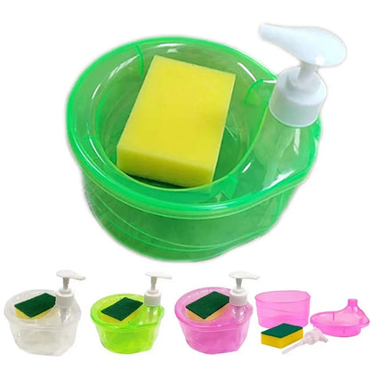 Soap Dispenser and Scrubber Holder Multifunctional Dishwashing Container