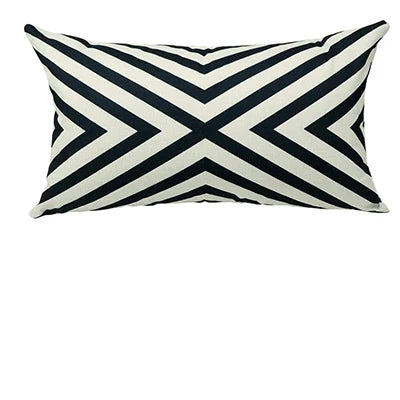 Schwarz-weißer Lendenkissenbezug mit geometrischem Motiv, dekorativer Lendenkissenbezug, Heimdeko-Sofa 30 x 50 cm Kissenbezug